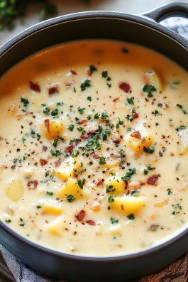 Craving something warm and comforting? This Creamy Potato Soup is the perfect answer! Rich, velvety, and loaded with tender potatoes, this soup is a cozy classic that’s easy to make and even easier to love. Topped with crispy bacon, shredded cheese, and a dollop of sour cream, every spoonful is pure comfort. Ideal for chilly days, family dinners, or a quick meal when you need something hearty and delicious! Easy Baked Potato Soup Recipe, Easy Baked Potato Soup, Quick Potato Soup, Outback Potato Soup, Potato Soup With Bacon, Baked Potato Soup Easy, Creamy Potato Soup Recipe, Easy Baked Potato, Baked Potato Soup Recipe