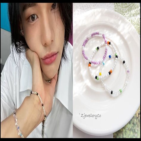 Stray Kids Hyunjin Inspired Beaded Bracelets Hwang Hyunjin - Etsy Hyunjin Beads Bracelet, Hyunjin Beaded Jewelry, Hyunjin Beaded Bracelet, K Pop Beaded Jewelry, Kpop Inspired Beaded Jewelry, Musubi Ideas, Hyunjin Accessories, K Pop Bracelet Ideas, Hyunjin Bracelet