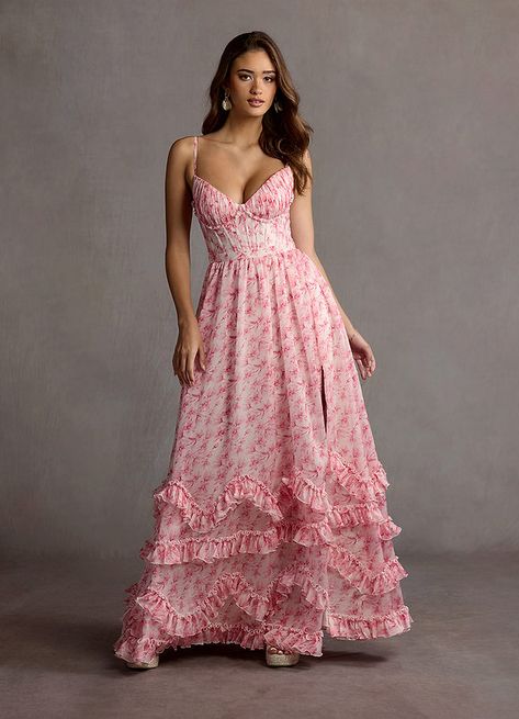 Alora Pink Floral Maxi Dress | Azazie CA Wedding Cocktail Attire, Garden Wedding Guest Dress, Formal Wedding Guest Attire, Floral Dress Wedding Guest, Formal Wedding Attire, Chic Cocktail Dress, Pink Floral Maxi Dress, Floral Dress Formal, Floral Bridesmaid Dresses