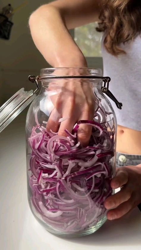 Follow for more. Homemade Pickled Red Onions, Red Onions Pickled, Onion Pickle Recipe, Red Onion Pickled, Make Pickled Red Onions, Pickled Onions Recipe, Onion Pickle, Pickled Onion, Salad Recipes Healthy Easy