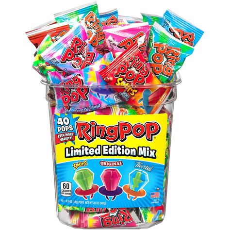 TOPPS Ring Pops Variety Pack - BJs Wholesale Club Lollipop Ring, Ring Pops, Best Cereal, Individually Wrapped Candy, Drink Garnishing, All Candy, Tea Snacks, Retro Candy, Ring Pop