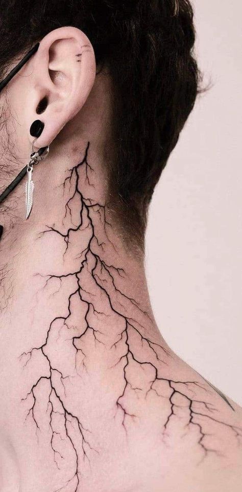 Blitz Tattoo, Hals Tattoo Mann, Herren Hand Tattoos, Lightning Bolt Tattoo, Best Neck Tattoos, Small Neck Tattoos, Lightning Tattoo, Bolt Tattoo, Side Neck Tattoo