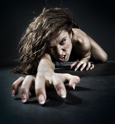 Evil woman. Creeping from dark , #spon, #woman, #Evil, #dark, #Creeping #ad Person Crawling Reference, Creepy Pose Reference, Evil Woman, Woman Stock Photo, Art Challenges, Action Pose Reference, People Poses, Female Pose Reference, Human Reference