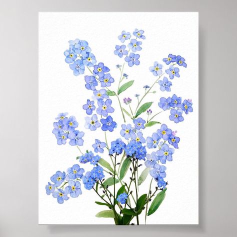 Forget Me Not Watercolor, Free Watercolor Flowers, Learn Watercolor Painting, Watercolor Flowers Tutorial, Art Tutorials Watercolor, Watercolor Poster, Learn Watercolor, Watercolor Paintings For Beginners, Abstract Flower Art