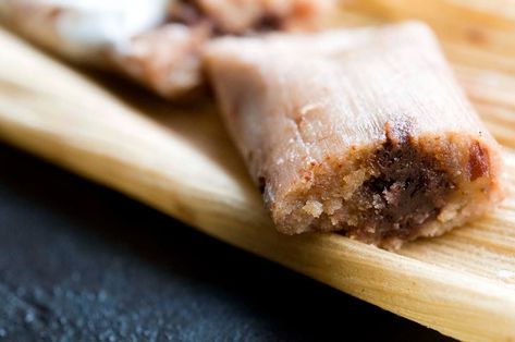 Chocolate tamales with pecans | Homesick Texan Chocolate Tamales, Dried Cherry Recipes, Dessert Tamales, Pecan Muffins Recipe, Sweet Tamales, Homesick Texan, Christmas Pastries, Tamale Recipe, Pecan Recipes