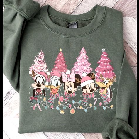 Brand New Fab Five Christmas Sweater. Cozy Drew Neck Army Green Pull Over Cotton Sweater. Christmas Disney Family Shirts, Christmas Disney Trip Shirts, Christmas Sweatshirts Vinyl Disney, Cute Christmas Sweatshirts, Disney Christmas Sweater, Disney World Christmas Outfit, Christmas Disney Outfits, Disney Crew Neck T-shirt For Holiday, Holiday Disney Crew Neck T-shirt