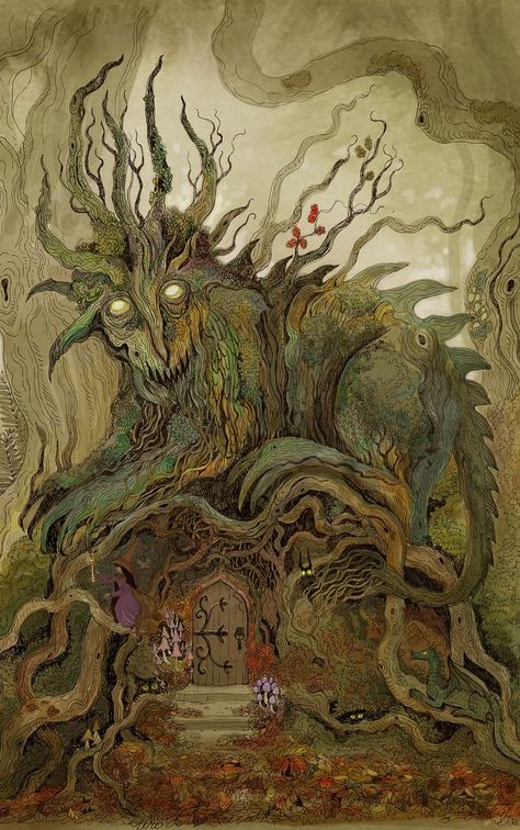 Country Side House, Enchanted Forest Art, Fairy Wall Art, Traditional Witchcraft, Arte Peculiar, Forest Illustration, The Guard, Fantasy Forest, Fantasy Paintings