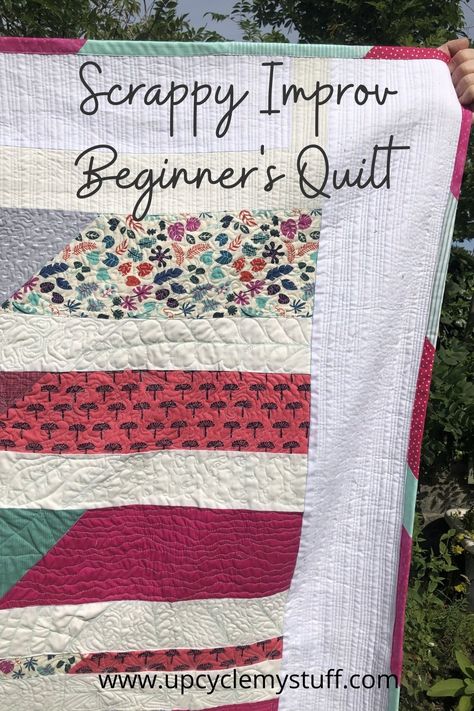 A Scrappy Quilt with Scrappy Binding (& even Scrappy Quilting!)! Scrappy Binding, Scrappy Quilting, Easy Crochet Basket Pattern, Using Fabric Scraps, Walking Foot Quilting, Crumb Quilt, Improv Quilting, Art Deco Fan, String Quilts