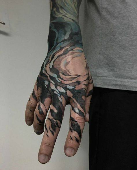 Piece Work Sleeve Tattoo, Ink Spill Tattoo, Black Hand Tattoo, Arm Tattoo Sleeve, Magic Tattoos, Darkside Tattoo, Tato Henna, Funky Tattoos, Sick Tattoo