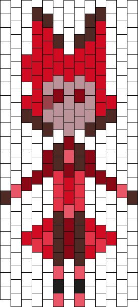 Kandi Patterns for Kandi Cuffs - Characters Pony Bead Patterns Pony Bead Templates, Beaded Animals Tutorial Free Pattern, Hazbin Hotel Kandi, Kandi Bead Patterns, Kandi Charm Patterns, Kandi Templates, Kandi Patterns Templates, Kandi Animals, Kandi Patterns Cuff