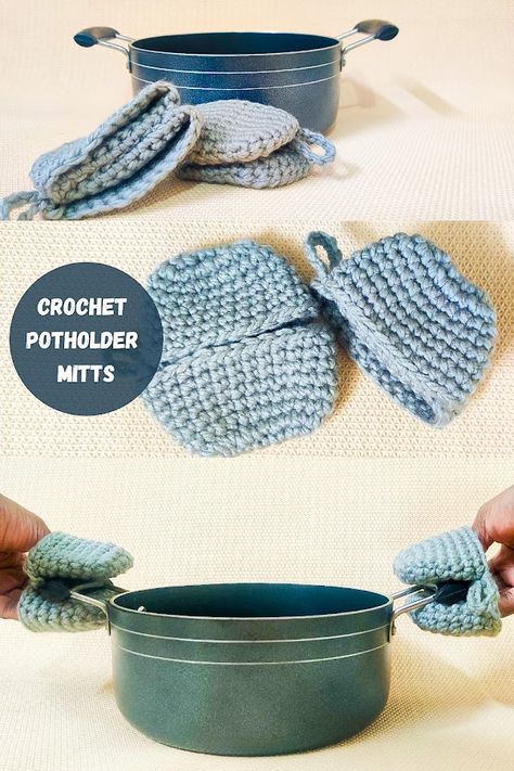 Raji's Craft Hobby: Crochet Potholder Pinch Mitts Free Pattern Crochet Oven Mitt Pattern Free, Potholder Crochet Pattern Free, Crochet Kitchen Items, Random Crochet, Practical Crochet, Crochet Mitts, Crochet Pot Holders Free Pattern, Pattern For Crochet, Crochet Potholder