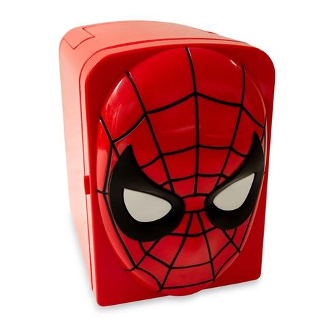 This Marvel Spider-Man 4 Liter Thermoelectric Cooler proves that with great power comes great versatility. This amazing appliance can both chill your sodas and keep your lunch warm. Peter Parker probably has one of these next to his desk at the Daily Bugle if they made employees return to the office. And when you get one of these mini fridges, you'll have the face of your friendly neighborhood Spider-Man looking out at you with eyes that glow! The webslinger sees all and will ensure nobody steal Mini Refrigerators, The Daily Bugle, Marvel Valentines, Quince Gifts, Daily Bugle, Spiderman Room, Portable Mini Fridge, Spiderman Gifts, Spiderman Theme