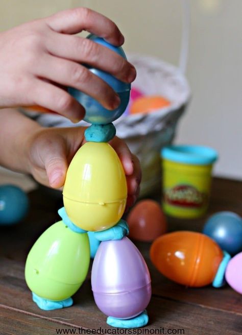 Spring STEM Activities for Kids. Build with eggs and playdough! Fun spring engineering project. Spring Stem Activities, Easter Stem, Spring Stem, Stem Activities For Kids, Kindergarten Stem, Preschool Stem, Easter Preschool, Spring Preschool, Stem Learning