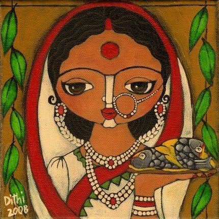 Madhubani Designs, Painting Strokes, India Aesthetic, Jamini Roy, Bengali Art, Lehenga Pattern, Wedding Painting, Bengali Wedding, Poster Painting