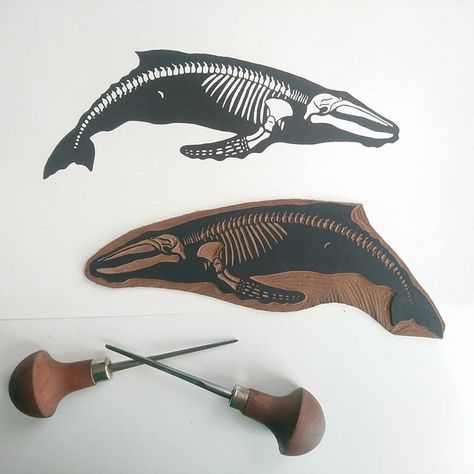 Skeleton Animals, Let's Make Art, Lino Art, Stamp Carving, Whale Art, Lino Cut, Linocut Art, Whale Print, Architecture Tattoo