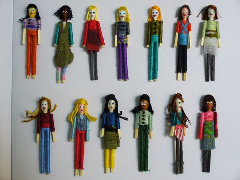 My Worry Dolls | match sticks, embroidery floss, fabric. app… | Flickr Crafts With Embroidery Floss, Cardboard Village, Making Minatures, Toothpick Crafts, Floss Crafts, Toothpick Dolls, Matchstick Craft, Embroidery Floss Crafts, Spool Crafts