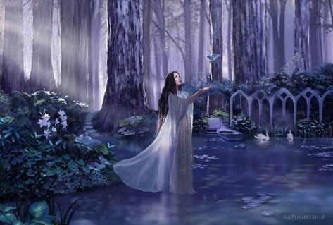 Elves of Arda - Arwen in Lothlorien by SaMo-art Valinor Art, Nyx Art, John Howe, Tolkien Elves, Tolkien Art, Lotr Art, Create Canvas, Oil Canvas, Thranduil