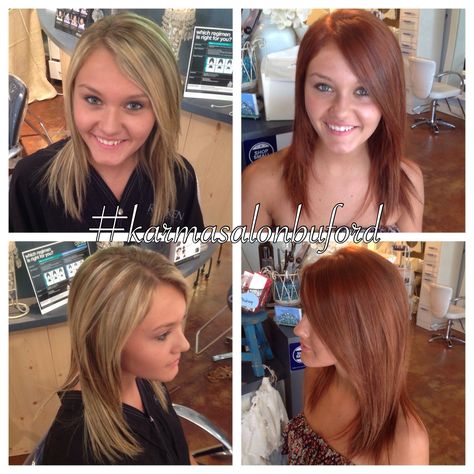 Blonde to red before and after Blonde Hair To Red Hair Before And After, Dark Blonde To Red Hair Before And After, From Blonde To Red Hair Before And After, Blond To Red Hair Before And After, Blonde To Auburn Before And After, Blonde To Red Hair Before And After, Mahogany Hair, Red Hair Looks, Blonde Hair With Bangs