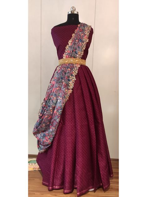 Magenta Colour Combination, Meesho Saree, Lehanga Saree, Silk Half Saree, Magenta Colour, Dress Designs For Stitching, Frocks And Gowns, Lehenga Crop Top, Lehenga Saree Design