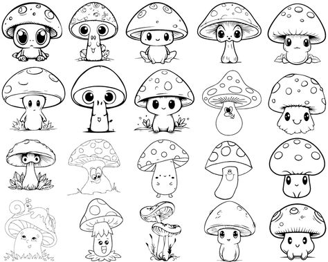 Mushroom Svg Bundle, Celestial Mushroom, Mushroom Shirt Svg, Floral Mushroom Svg, Magic Mushroom Svg, Mushroom Clipart, Cricut, Silhouette - Etsy Sillohette Projects Art, Cute Mushroom Design, Mushroom Tattoos Simple, Cute Mushroom Tattoo, Mushroom Flash, Mushroom Character, Mushroom Svg, Mushroom Clipart, Cartoon Mushroom