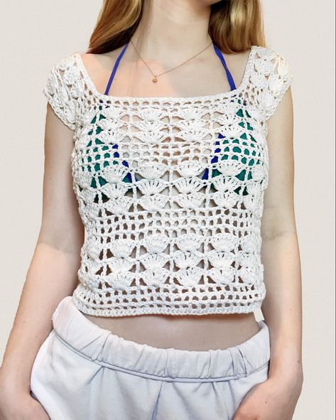 Crochet Shell Top, Crochet Shell, Shell Top, Shell Tops, Summer Crochet, Diy Crochet, Crochet Projects, Knit Crochet, Amigurumi