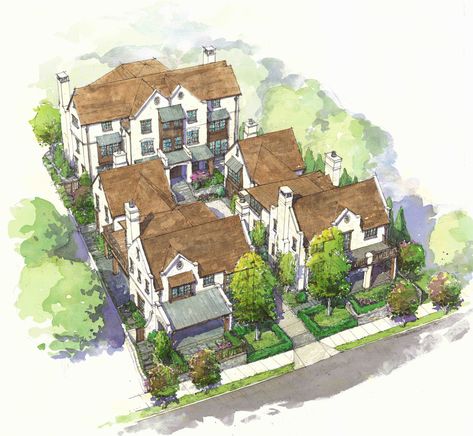 Family Village Plans, Town House Plans, Multigenerational House Plans, Cluster House, Walkable City, Tiny House Village, New Urbanism, Multifamily Housing, Urban Village