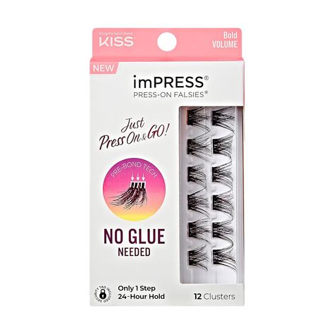 KISS imPRESS False Eyelashes, Lash Clusters, Falsies, Bold Natural', 12mm-14mm, Includes 12 pieces of pre-bonded lashes, Contact Lens Friendly, Easy to Apply, Reusable Strip Lashes Falsies Eyelashes, Best False Lashes, Lash Application, Kiss Products, Eyelashes Extensions, False Eyelash Extensions, Eyelash Extension Kits, Lashes False, Sally Beauty