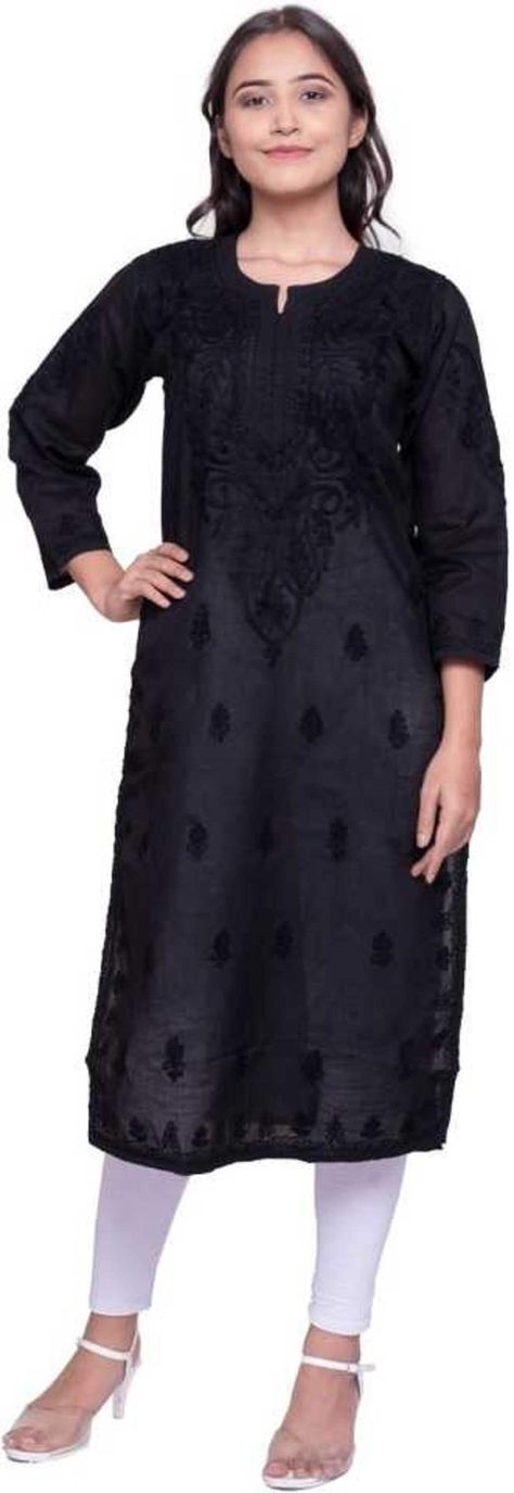 Chikankari Women Kurta Tops for Party Wear, Black Embroidery Women Kurta, Chikan Embraided Fancy Women Kurta, Black Cotton Kurta For Women by TRUSTFULGODOWNER on Etsy Kurta Black, Ladies Kurta, Kurti Women, Kashmiri Embroidery, Embroidery Kurti, Chikankari Work, Women Kurti, Chikankari Embroidery, Chikankari Kurta