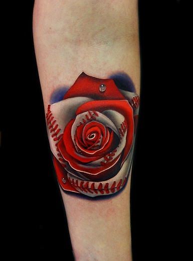 Dead Rose Tattoo, Softball Tattoos, Baseball Tattoo, Sock Tattoo, Realistic Flower Tattoo, Baseball Tattoos, Realistic Rose Tattoo, Sport Tattoos, Tattoos Meaning