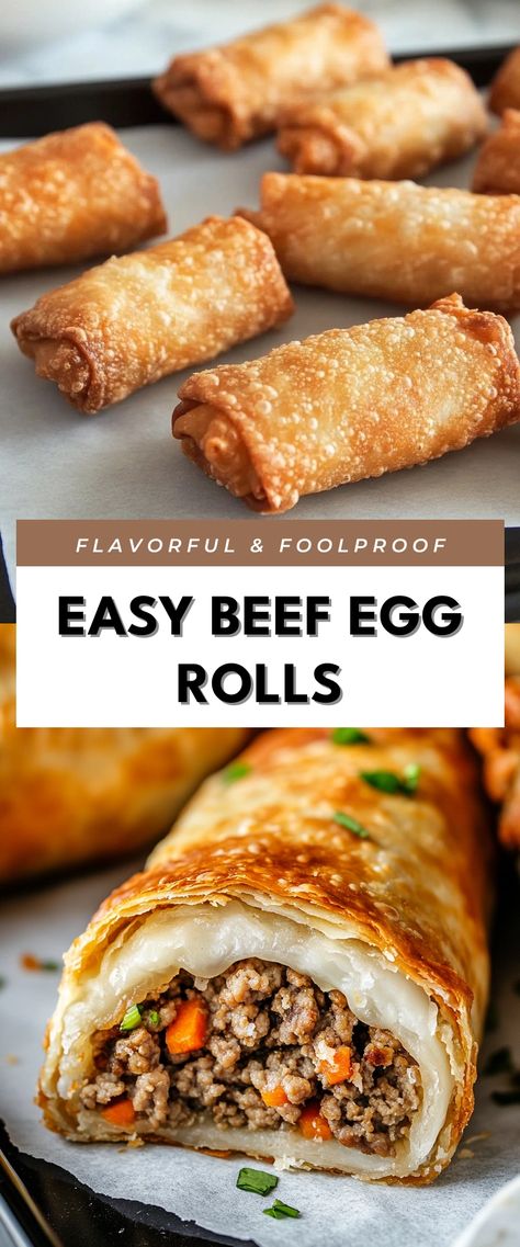 Image for Easy Beef Egg Rolls Beef Spring Rolls Recipe, Beef Egg Rolls, Beef Burritos, Best Ground Beef Recipes, Spring Roll Recipe, Egg Roll Wrappers, Spring Roll, Roll Recipe, Egg Roll