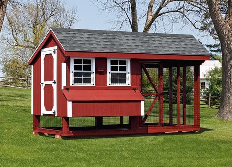 Red Chicken Coop Barn Red Chicken Coop, White Chicken Coop, Poultry House, Chicken Tractor, Red Chicken, Coop Design, Best Chicken Coop, Chicken Run, Coop Plans