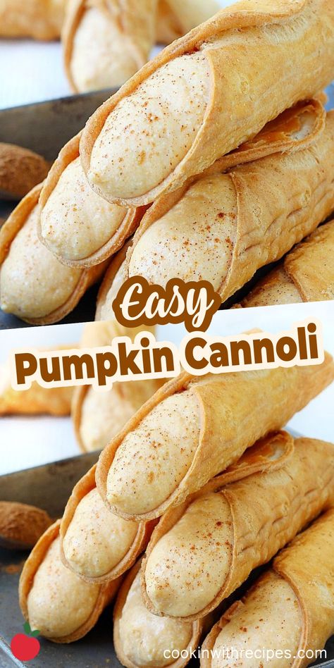 Easy Pumpkin Cannoli Recipe - Cooking with Recipes Canolis Recipe, Pumpkin Cannoli, Cannoli Recipe Easy, Homemade Cannoli Recipe, Hobbit Food, Cannoli Shells, Cannoli Filling, Pumpkin Filling, Cannoli Recipe