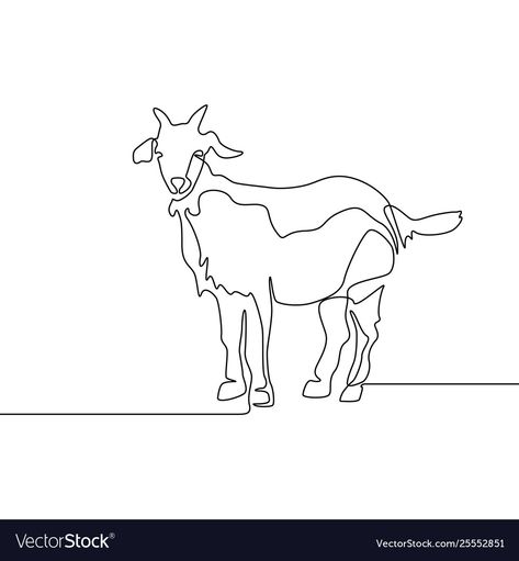 Goat Line Drawing, Dapping Jewelry, Goat Embroidery, Goat Drawing, Grace Tattoo, Happy Goat, Cow Tattoo, Goat Art, Line Vector