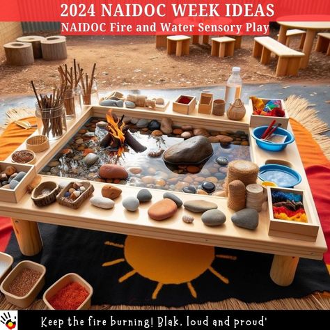 𝐍𝐀𝐈𝐃𝐎𝐂 𝐅𝐢𝐫𝐞 𝐚𝐧𝐝 𝐖𝐚𝐭𝐞𝐫 𝐒𝐞𝐧𝐬𝐨𝐫𝐲 𝐏𝐥𝐚𝐲 Water Sensory Play, Naidoc Week Activities, Learning Stories, Play Poster, Nursery Activities, Fire And Water, Naidoc Week, Fire Burning, Indigenous Culture