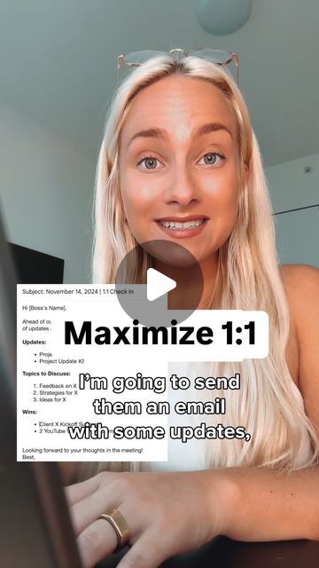 Erin McGoff | AdviceWithErin ✨ on Instagram: "@advicewitherin 📈 How to *MAXIMIZE* 1:1 meetings/check-ins with your boss 👇   [Type TIPS101 for my weekly tip!]  Earlier I made a video encouraging you to make the most of your 1:1s.  And everyone said, “ok but like howwwww” 🫠  So, of course, I have written out for you a detailed, step-by-step tutorial on exactly how :)  Soooo many people (especially early on in their careers) see 1:1s as an obligation. They think that their boss wants to hear “Everything is fine! nothing to worry about!”   ...and while it is great to strive for being a stress-reliever (and not a stressOR) on your boss—it’s also important to use this time to advocate for yourself.   How do you advocate for yourself without sounding braggy, entitled, or high-maintenance? Try Erin Mcgoff, Advocate For Yourself, Job Interview Tips, Work Tips, High Maintenance, Interview Tips, Make A Video, Everything Is Fine, Career Development