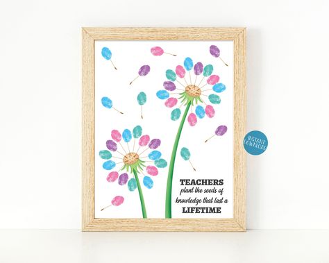 Teacher Appreciation Art, Art Teacher Appreciation, Teacher Appreciation Crafts, Thumbprint Art, Appreciation Gifts Diy, Fingerprint Art, Teacher Craft, Teachers Diy, Kid Craft