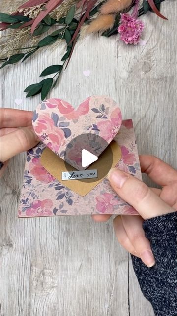 Katharina Tarta Crafts on Instagram: "I just recently remembered that easel cards exist 😅 And since my mind is still set on Valentines modes, of course I had to make a heart shaped one 😊 (I mean, I really want to get my money’s worth with this heart punch, but I think I am putting it to good use 😅) Anyway, I really hope you like this camouflaged Love message idea 😊💗 #cardmaking #valentinescrafts #cuteidea" Heart Shape Card Ideas, Heart Cards Handmade, Heart Shape Card, Hole Puncher, Love Message, Bday Cards, Window Cards, Words Of Comfort, Shaped Cards