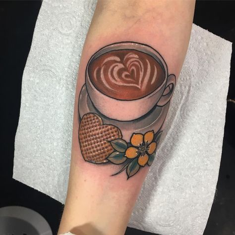 Traditional Coffee Tattoo, Cup Of Coffee Tattoo, After Tattoo, Coffee Cup Tattoo, Luna Tattoo, P Tattoo, Coffee Tattoo, Traditional Style Tattoo, Coffee Tattoos