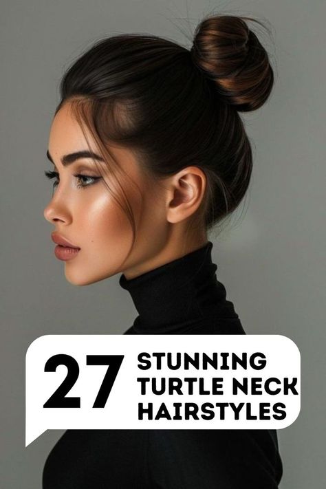 Turn heads this season with these 27 gorgeous hairstyles designed to pair perfectly with turtlenecks. Stay trendy and comfortable! Hairstyles For A Turtleneck, Hairstyles With A Turtleneck, Hairstyle For High Neck Top, Hairstyles To Wear With Turtlenecks, Hairstyles For Mock Neck Dresses, Hair For Turtleneck, Hair Styles For Different Necklines, Hairstyle For Turtleneck, Turtle Neck Hairstyles Hair