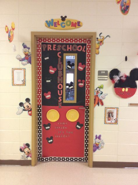 Classroom Door Mickey Classroom Door, Mickey Mouse Door Decorations, Mickey Mouse Preschool Classroom, Disney Theme School Hallway, Disney Themed Classroom Doors, Mickey Mouse Classroom Door, Mickey Mouse Bulletin Board Ideas, Mickey Mouse Classroom Theme, Disney Door Decorations Classroom