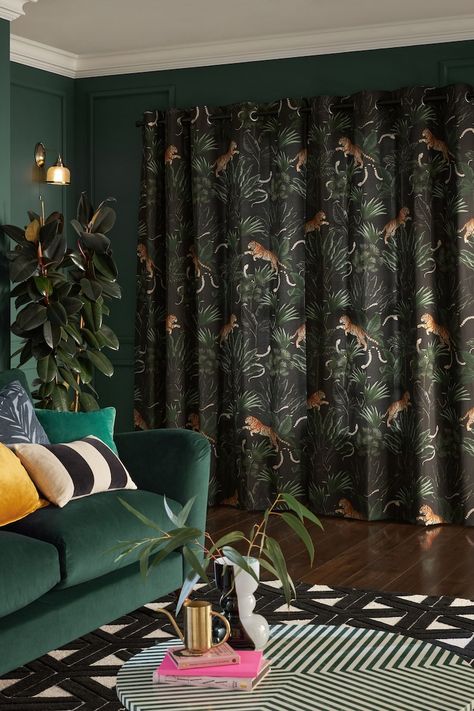 Bold Curtains Living Room, Bold Curtains, Print Curtains, Black Tiger, Black Tigers, Curtains Living, Lined Curtains, Girl With Sunglasses, Printed Curtains