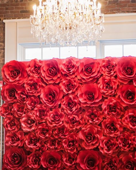 Red roses paper flowers backdrop available for rent Red Paper Flower Backdrop, Roses Paper Flowers, Rose Backdrop, Paper Flowers Backdrop, Big Paper Flowers, Flowers Backdrop, Backdrop Wall, Flowers Tutorial, Flower Window