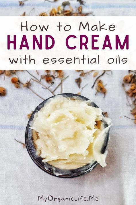 Homemade Hand Cream With Essential Oils - Easy Hand Lotion Recipe Apothecary Beauty, Hand Lotion Recipe, Homemade Hand Cream, Easy Diy Lotion, Hand Cream Recipe, Diy Lotion Recipe, Hand Cream Homemade, Diy Hand Cream, Beeswax Recipes