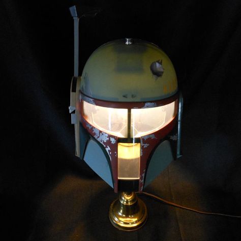 Because you need one.  Star Wars Boba Fett Lamp by Major League Mods. Star Wars Lamp, Boba Fett Helmet, Star Wars Bedroom, Star Wars Room, Star Wars Decor, Star Wars Diy, Star Wars Merchandise, Star Wars Inspired, Boba Fett