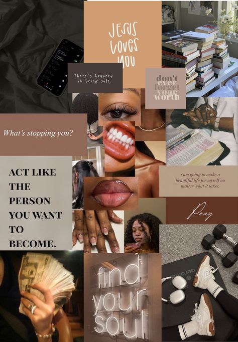 Black Girl Vision Board Dream Vision Board Aesthetic, Black People Vision Board, Brown Girl Vision Board, Moody Vision Board, Mood Board Black Women, Vision Board 2024 Black Women, Vision Board For Black Women, Black Women Vision Board Ideas, Black Woman Vision Board Aesthetic