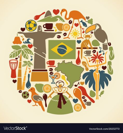 Brazil Culture, Brazil Art, Collage Design, Watercolor Pencils, World Cultures, The Nature, Graphic Design Inspiration, A Heart, Banner Design