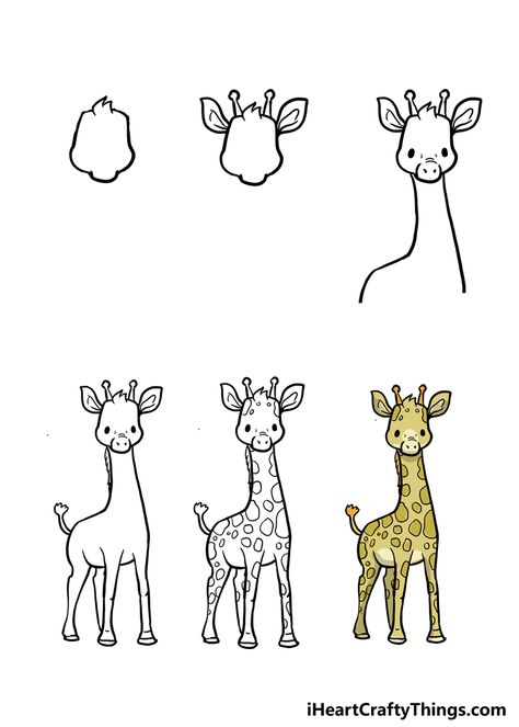 Easy Giraffe Drawing, Cute Giraffe Drawing, August Themes, Giraffe Drawing, The Giraffe, Party Animals, Cute Giraffe, African Animals, Colored Pens