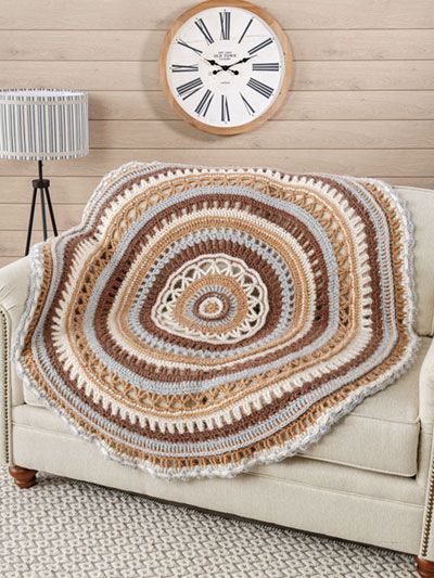 New Crochet Patterns - Mandala-Style Throw Bohemian Crochet Blanket Patterns, Triangle Afghan Crochet, Crochet Blanket In Round, Oval Crochet Blanket Pattern, Borden Vintage Mandala Shawl Free Pattern, Crochet Round Ripple Blanket Pattern, Crochet Round Blanket Free Pattern, Round Crochet Blankets, Round Crochet Blanket Free Pattern