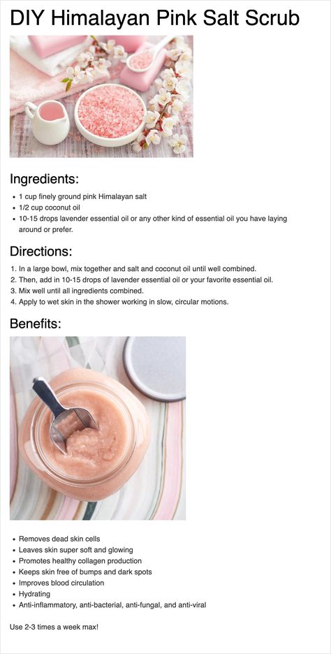 Pink Himalayan Salt Scrub Diy, Pink Salt Body Scrub Diy, Bath Salt Scrubs Diy Recipes, Natural Diy Body Scrub, Bath Salt Packing Ideas, Skin Care Project Ideas, Body Products To Make And Sell, Himalayan Salt Body Scrub Diy, Pink Himalayan Salt Bath Soak