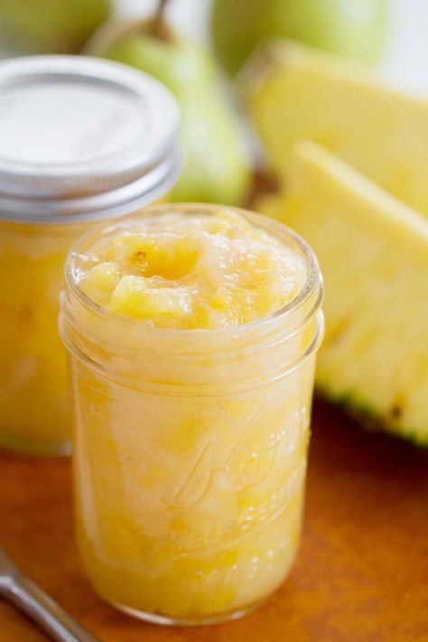 Perfectly sweet - this small batch Pear and Pineapple Jam is so much easier than you would think! Made from only a few ingredients, this jam is a perfect accompaniment to your breakfast or brunch. Pineapple Jam Recipe, Pear Recipe, Taste And Tell, Pineapple Jam, Christmas Jam, Pear Jam, Jam Recipes Homemade, Diy Easy Recipes, Pear Recipes